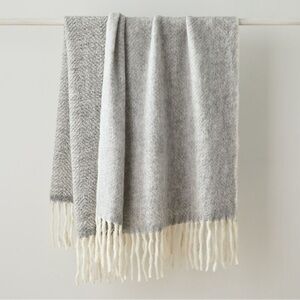 West Elm Brushed Herringbone Throw (Frost Gray)